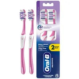 Зубна щітка Oral-B Pro 3D White Відбілювання середньої жорсткості біло-рожевий 2 шт.