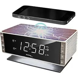 Годинник настільний з радіо Technoline WT487 Wireless Mobile Charging White/Brown (WT487)