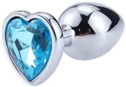 Металева анальна пробка I’MCUM Crystal Heart Розмір S з блакитним кристалом (IM-KGS005_S)