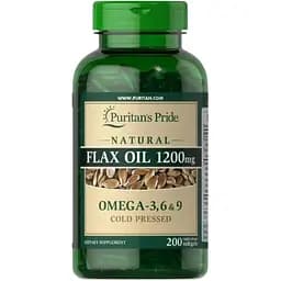 Лляна олія Puritans Pride Flax Oil Omega 3-6-9 Cold Pressed 1200 mg 200 sgels