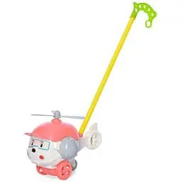 Дитяча каталка на палиці "Вертоліт" 198-19(Pink) дзвіночок, 38 см