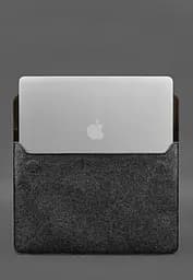Чохол-конверт BlankNote із клапаном шкіра+фетр для MacBook 14" Темно-коричневий Crazy Horse - мініатюра 4