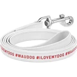 Повідець для собак Waudog Design Я люблю свою собаку, шкіряний, 122х2,5 см, білий