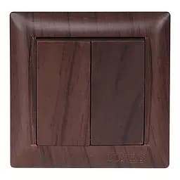 Выключатель двойной Primera 3903 темная вишня под дерево LUXEL