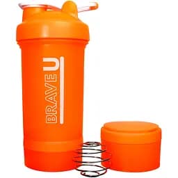 Шейкер спортивный Brave U Shaker 3 в 1 с контейнером Orange 600 мл