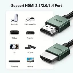 Кабель HDMI 8K Ultra HD UGREEN HD155 HDMI 2.1 HDR+ 3D 8K 60Hz (4K - 240Hz, 2k -144hz 165hz) VRR eARC DTS Dolby 48 Gbps для ПК TV - мініатюра 7