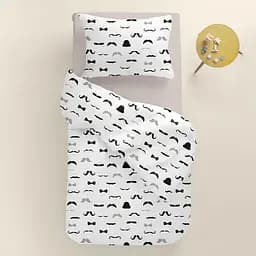 Дитяча постільна білизна в ліжечко MUSTACHE CS1, чорний (ChaplinFashion_84Quartz_140) - мініатюра 2