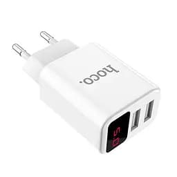 Зарядний пристрій 2USB Hoco C63A LCD 2.1A White - мініатюра 6