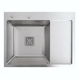 Кухонная мойка Platinum Handmade 650x500x230 L нержавейка (квадратный сифон 3,0/1,0), Нержавеющая сталь
