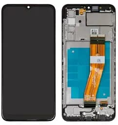 Дисплей для Samsung A035F Galaxy A03, чорний, без рамки, Оригінал (переклеєне скло)