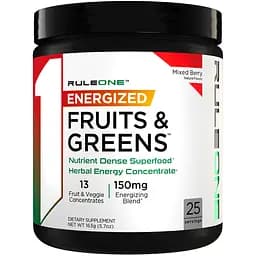 Детокс комплекс з кофеїном Rule 1 Energized Fruits & Greens Ягоди 163 г