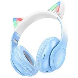 Навушники бездротові з вушками Hoco Cat ears BT headphones W42 біло рожеві - мініатюра 10