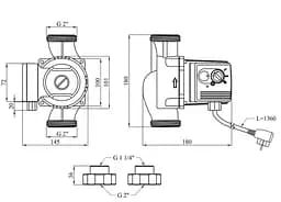 Циркуляційний насос Pumpman GRS32/80/180 Нmax 8 м Qmax 12 м³ 225 Вт з гайками (CV029800) - мініатюра 4