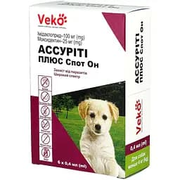 Краплі від паразитів Veko Ассуріті Плюс Спот Он для собак 25-40 кг (6 х 4.0 мл)