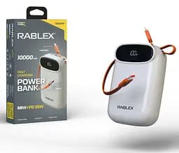 Портативна батарея Rablex RB10FP 10000mAh із вбудованим кабелем USB-C PD35W Fast charging Power Bank - мініатюра 3