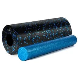 Масажний ролик (роллер) гладкий PowerPlay PP-4348 2 in 1 EPP Foam Roller Чорно/Синій (33x14 см) (PP_4348_Blue_(33*14))