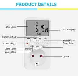 Энергосберегающая розетка таймер Sinotimer TM-519, 16A, 3000W, 230V с программой на включение и отключение - мініатюра 2