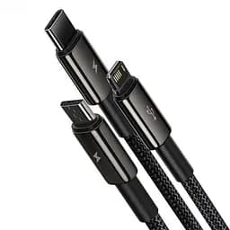 Кабель Baseus Tungsten Gold Oneforthree Fast Charging Data Cable USB to M + L + C 3.5A 1.5 м Bl - мініатюра 2