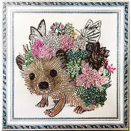 Алмазна вишивка мозаїка стразами на підрамнику, зі спец. стразами на підрамнику, 30*30 див. Гламурний їжачок