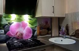 Кухонний фартух самоклеючий Гармонія для кухні наклейка орхідеї каміння Чорний 60х250 см Happy Pocket Z180432 - мініатюра 8