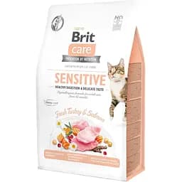 Сухой корм для кошек с чувствительным пищеварением Brit Care Cat GF Sensitive Digestion&Delicate Taste со свежей индейкой и лососем 0.4 кг