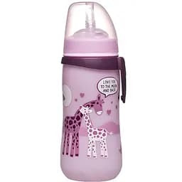 Поїльник з трубочкою Nip Straw Cup Жирафи 330 мл бузковий (35068)