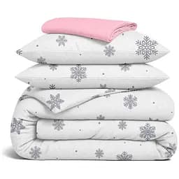 Комплект постільної білизни Cosas Snowflakes silver Євро фланель срібло (Flannel_SnowflakesSilver_El180-16Bubble_200)