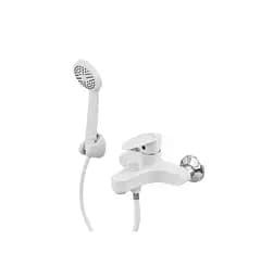 Змішувач для ванни Plamix CEZAR-009 EURO SET White, зі шлангом, лійкою та кронштейном (PM0692) - мініатюра 2