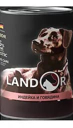Вологий корм для цуценят Landor Повноцінний збалансований усіх порід індичка з яловичиною 0,4 кг