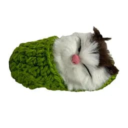 Детский антистресс Котик спит в вязаной тапочке MM418(Green)
