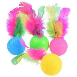 Іграшка для котів М'яч пластиковий з брязкальцем та пір'ям 3.8 см (34164)