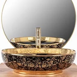 Умивальник Rea Margot 52x40 black gold (REA-U8978) - мініатюра 3