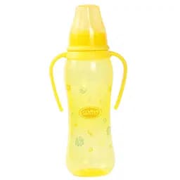 Пляшечка для годування Lindo, вигнута з ручками, 250 мл, жовтий (Li 135 жовт)