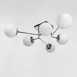 Современная люстра в хроме на 6 белых плафонов Line.F 2693/6 (new) CH+WT