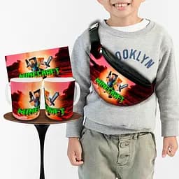 Набор: детская сумка-бананка+кружка Майнкрафт "Minecraft" 32х15см,бананка для мальчика через плечо (00913)