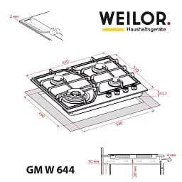 Поверхня газова на металі Weilor GM W 644 WH - мініатюра 11