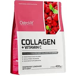 Для суглобів та зв'язок OstroVit Collagen + Vitamin C Raspberry lemonade with mint 400 г