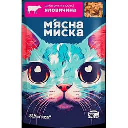 Вологий корм для котів М'ясна Миска шматочки в соусі з яловичиною 2.4 кг (24 шт. х 100 г) - мініатюра 2