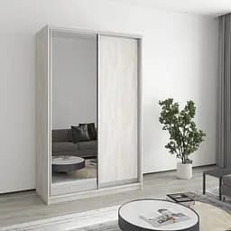 Шафа-купе дводверна MebelStar Стандарт AL ДСП/Дзеркало 130x60x210 см Аляска сірий (MBS-2453)