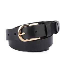 Ремень кожаный женский HC-2554 черный с золотистой пряжкой (125 см)
