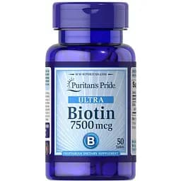 Біотин Puritan's Pride Biotin 7500 mcg Ultra, 50 таблеток