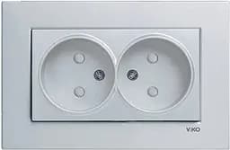 Розетка VIKO Novella подвійна без заземлення штепсельна Срібляста (93000055)