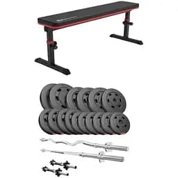 Набір Hop-Sport Premium 75кг з лавою HS-1025 Pro штангами та гантелями