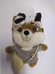 Собачка Lalafanfan м'який плюшевий Сіба-Іну в одязі та в окулярах коричневий в сірій кофті