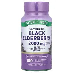 Черная бузина Nature's Truth Sambucus Black Elderberry 2000 мг 100 капсул быстрого высвобождения