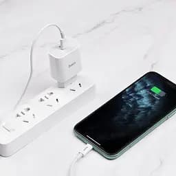 Зарядний пристрій Hoco C76A Plus Type-C PD 20W білий + кабель Type-C to Lightning - мініатюра 2