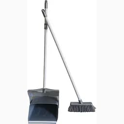 Совок для прибирання Zambak Plastik що закривається та щітка з довгими ручками сірий (ZP-270g)