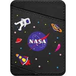 Холдер для карт Waudog Design NASA, кожа, 9,5х7 см, черный