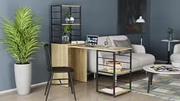 Стіл-тумба трансформер Смарт 3/2 з етажеркою Ferrum-decor 1430x1450x600 Чорний метал ДСП Дуб Сонома 16 мм (FRD-105119) - мініатюра 5