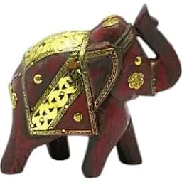 Слон дерев'яний vintage з мідними вставками h-14 см